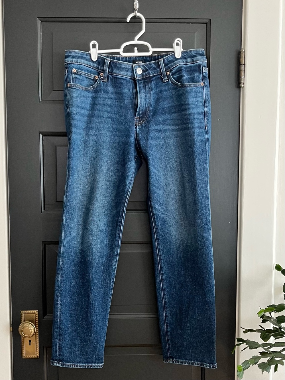 Express Men's Slim Straight Jeans 33x30 Dark Wash Stretch Denim